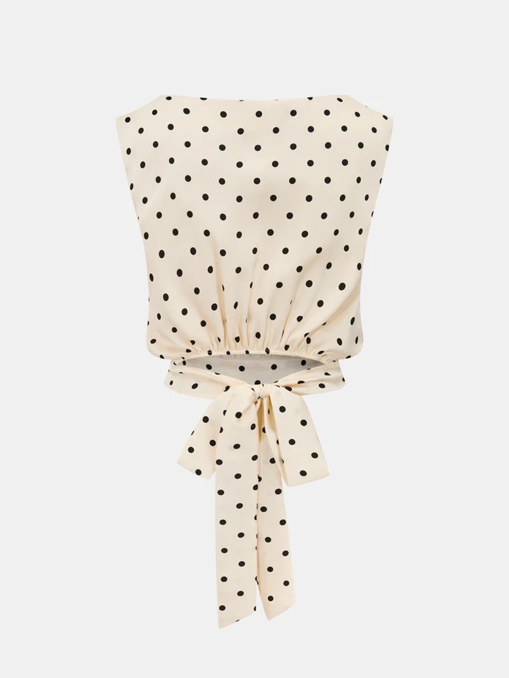 Commense Cream & Black Polka Dot Maxi Skirt Set with Tie-Front Top - Picture 3 of 8